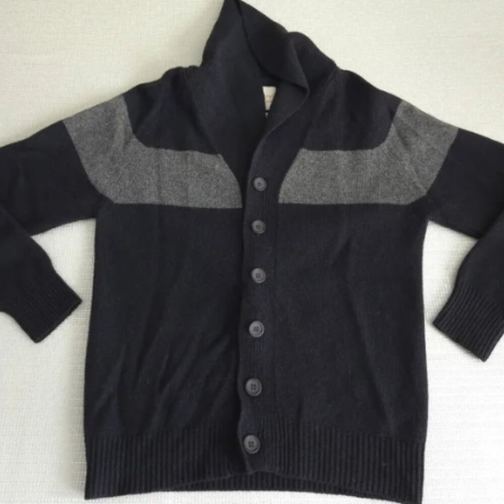 Weatherproof Vintage Himalayan Yak Wool Gray Sweater Button Up Collar Men Small